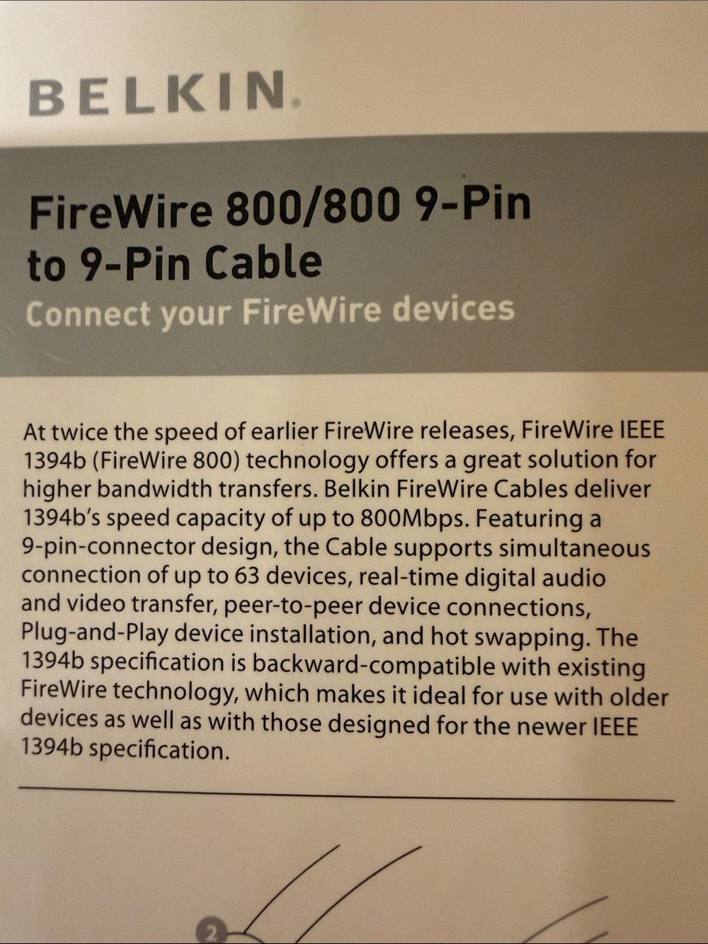 NWT🤩BELKIN WHITE FIREWIRE 800/800 9-PIN CABLE - Picture 3 of 5
